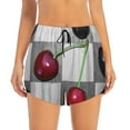 thumbnail image 2 of Sigee Cherries laid for Women's Athletic Shorts High Waisted Running Shorts Pocket Sporty Short Gym Elastic Workout ShortsSmall, 2 of 9