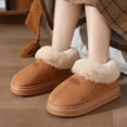 thumbnail image 2 of Winter Slipper Boots for Women Memory Foam Comfy Soft Sole Suede Plush Platform House Shoes Slip on Indoor Home Casual Walking Shoes Coffee Size 7.5, 2 of 6