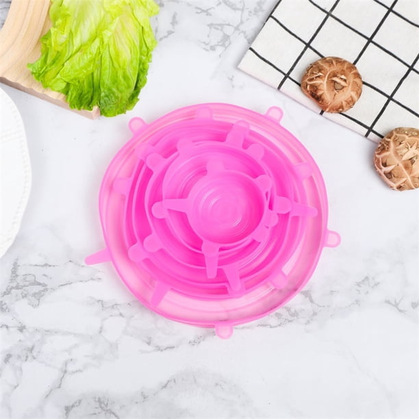 Juego de 6 fundas de silicona para conservación de alimentos frescos Explosions, de película extensible multifuncional para conservación de alimentos frescos y frutas, funda para cuencos