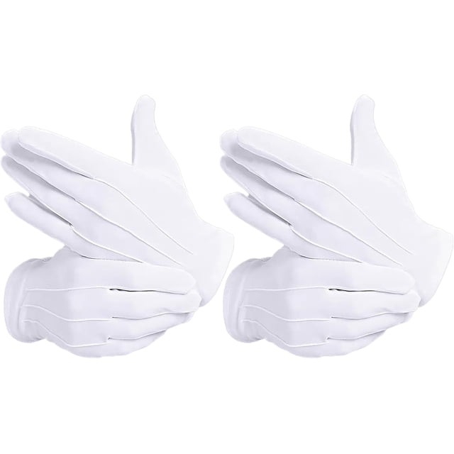 Bettinay 2 Paires de Gants Blancs pour Manipuler Robe de Mariée Robe Chic et Bijoux Gants en Nylon Cousus