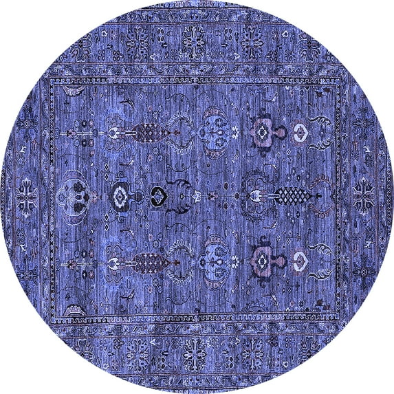 Ahgly Company Indoor Round Oriental Blue Industrial Area Rugs, 8' Round