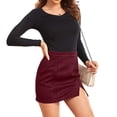 thumbnail image 2 of Womens High Waist Suede Fall Skirts Side Split Bodycon Short Zipper A Line Corduroy Mini Skirt - Women Fall Winter Plain Faux Suede Skirt - Casual Skirts Trendy Womens Skirts 2026 Wine L, 2 of 6