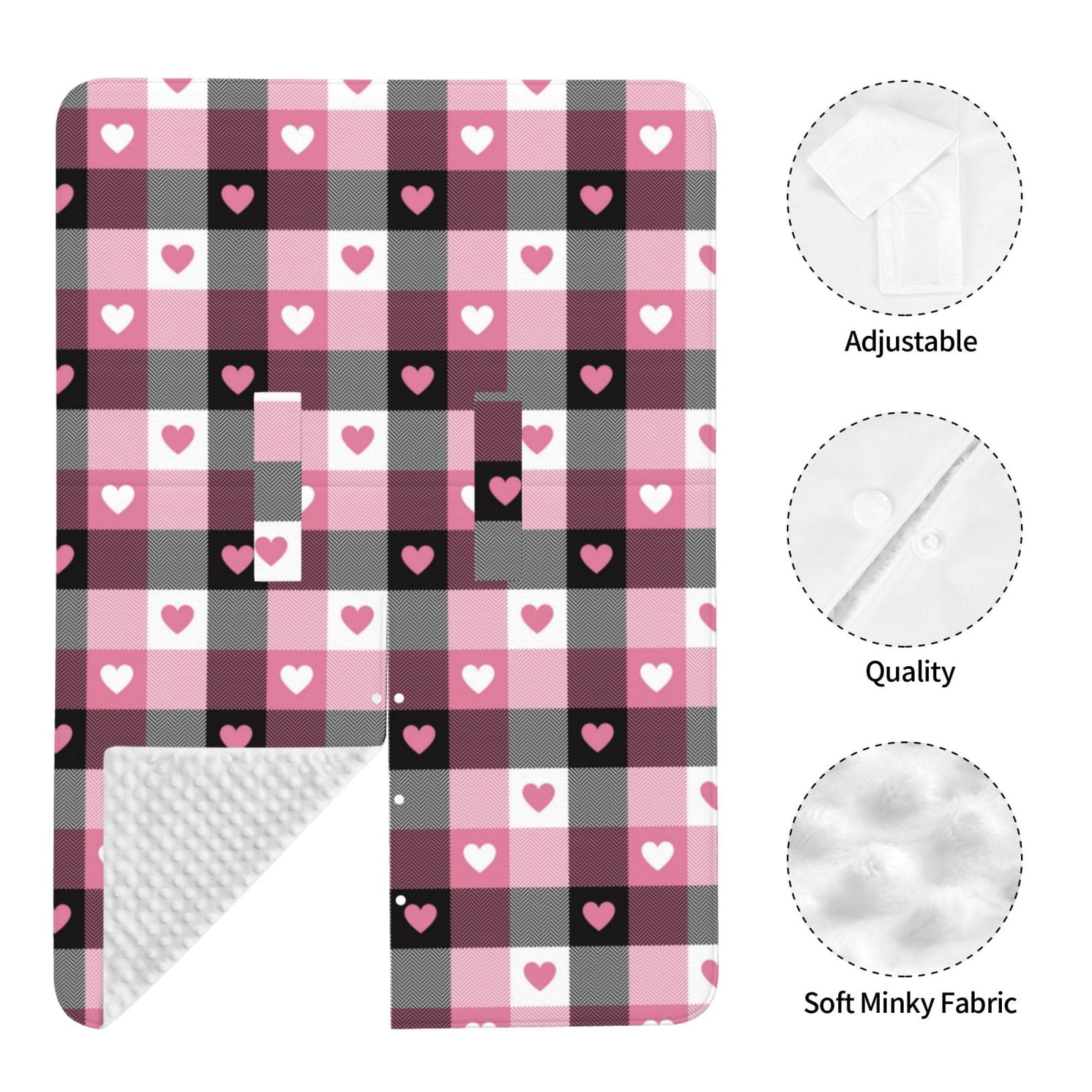 Naloa Heart Plaid Baby Car Seat Cover, Breathable Baby Carrier Cover, Multiuse Baby Carrier Cover & Nursing Breastfeeding Cover