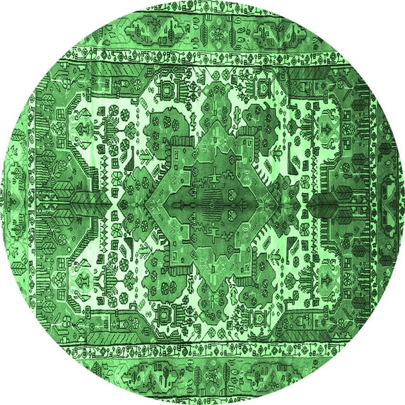 Ahgly Company Indoor Round Persian Emerald Green Traditional Area Rugs, 6' Round