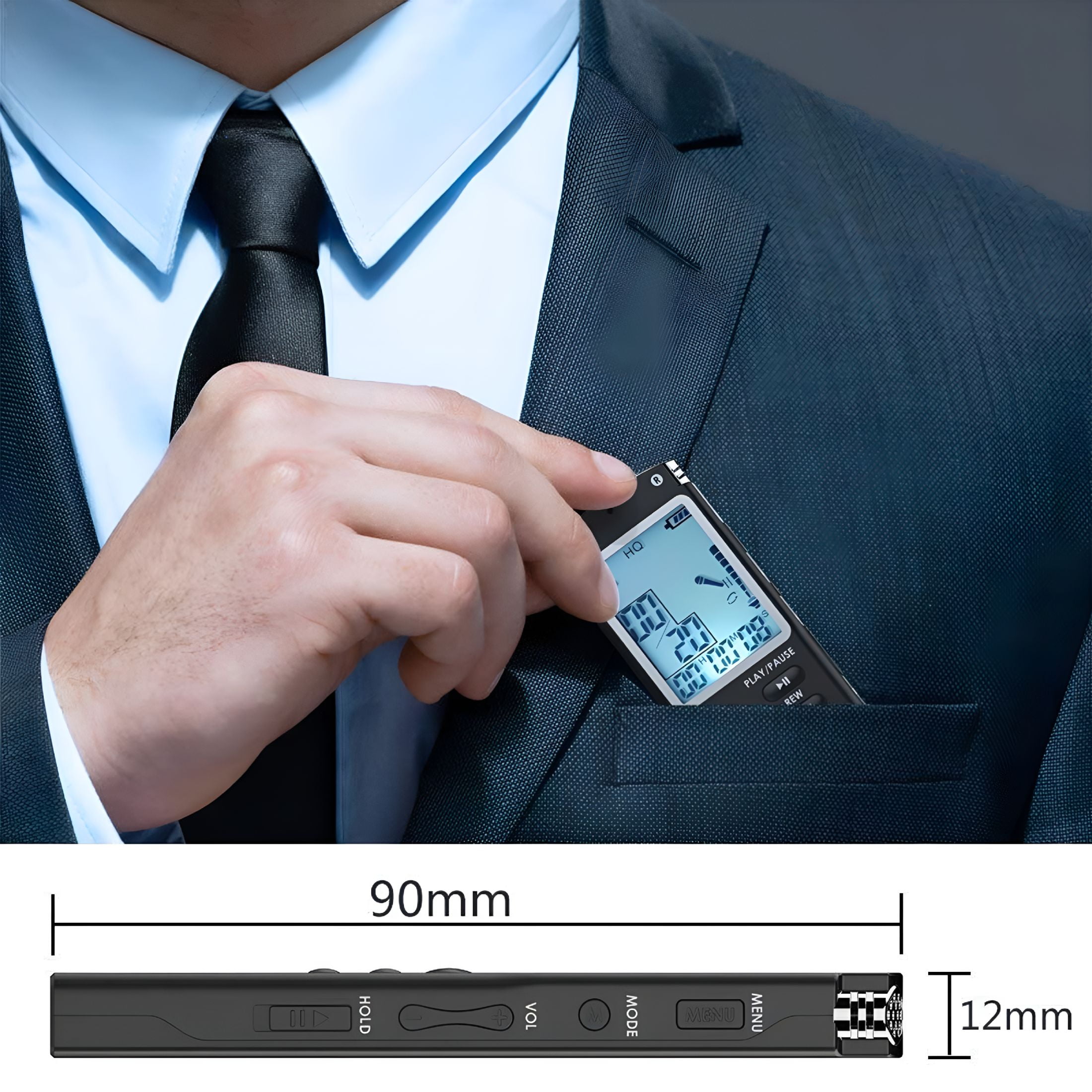 GJX 16Gb Digital Voice Activated Recorder for Lectures,12 Hours Sound Audio Recorder Spy Dictaphone Recording Device with Playback,Microphone,Earphone,Phone Cable,Etc