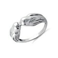thumbnail image 2 of 925 Sterling Silver Oxidized Platinum Plated Love Bird Kissing Women Valentines Day Gifts Ring, 2 of 4