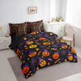 thumbnail image 2 of Feelyou Halloween Witch Hat Pumpkin Twin Bedding, Spooky Spider Bat Bedding Comforter Set, Black, Black Reversible, 7pcs, 2 of 7