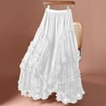 thumbnail image 4 of LWavelet Ruffled Tiered Tulle Maxi Skirt Women Flowy Party Casual Trendy Romantic Bottoms White One Size, 4 of 7