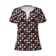 thumbnail image 3 of Naloa Houndstooth Green Red Print T-Shirts Short Sleeve V Neck Tees for Women Fashion Tops Trendy Lightweight Soft Casual Summer Outfits Clothes, 3 of 5
