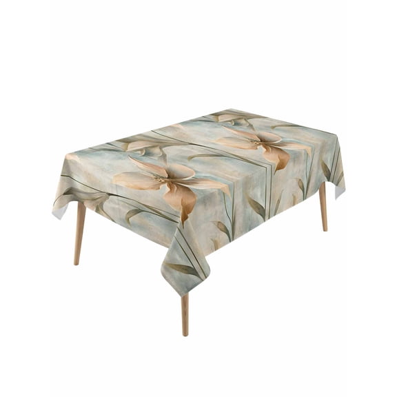 Vintage Flowers Table Cloth, Spring Blooms Botanical Floral Herbs Waterproof Tablecloth for Rectangle Tables, Reusable Washable Fabric Table Cover for Restaurant Kitchen Dining Tables 54"x108"