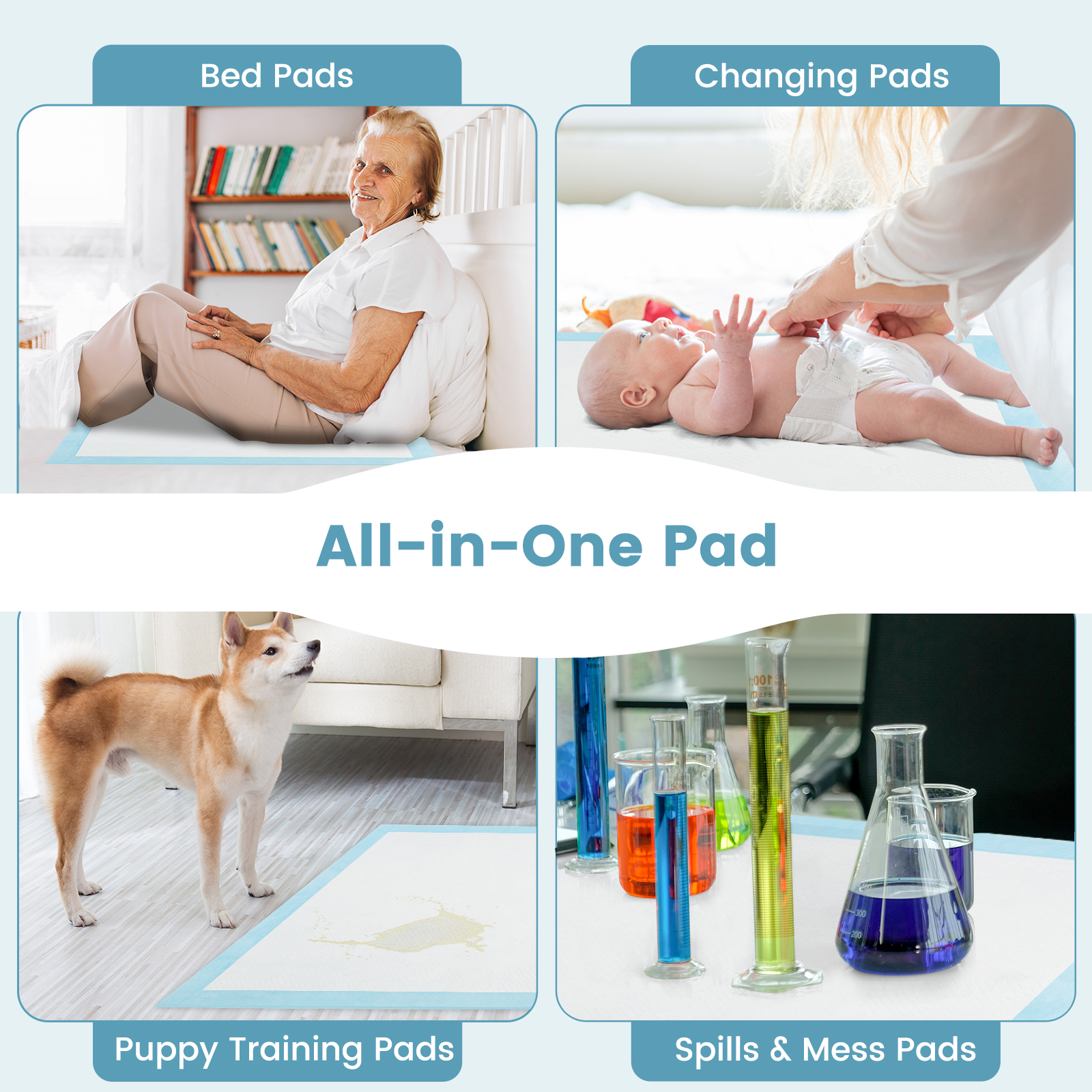 Gymax 30''x 30''(150 Counts) Dog Potty Training Pads Puppy Pee Pads w/ Quick-Drying
