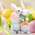 thumbnail image 5 of Decoraciones de pareja de conejitos de Pascua, figuras decorativas de primavera, decoraciones de mesa para fiesta, hogar, vacaciones, conejo lindo, 5 of 5