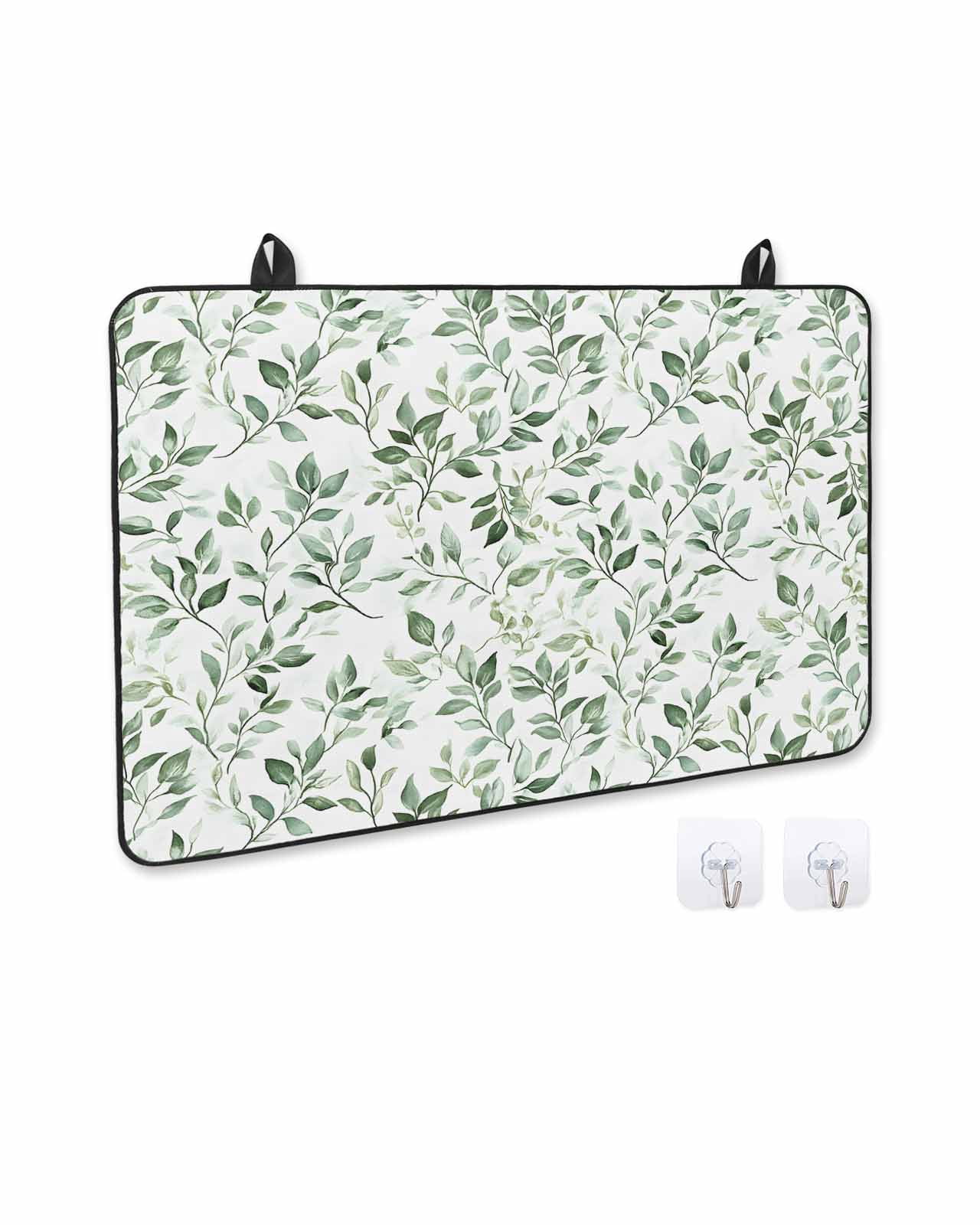 nqOlkjepod Large Induction Cooktop Protector Mat 24"x21", Sage Green Leaf Stove Top Covers for Electric Stove, Country Eucalyptus Nature Plant Branch Stove Burner Cover Mats, Glass Top Stove Cover
