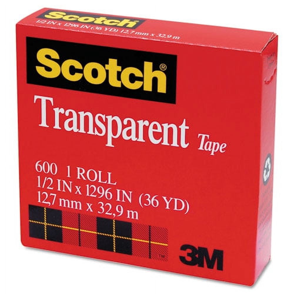 Transparent Tape, 1" Core, 0.5" X 36 Yds, Transparent | Bundle of 10 Rolls