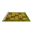 thumbnail image 2 of Ahgly Company Machine Washable Indoor Round Abstract Yellow Modern Area Rugs, 4' Round, 2 of 4