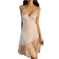 thumbnail image 2 of Women's Lace Pajamas, Sexy V-Neck Open Back Nightgown with Slit, Sleeveless Sleepwear Lingerie, Comfortable Nightwear for Women, 2 of 6