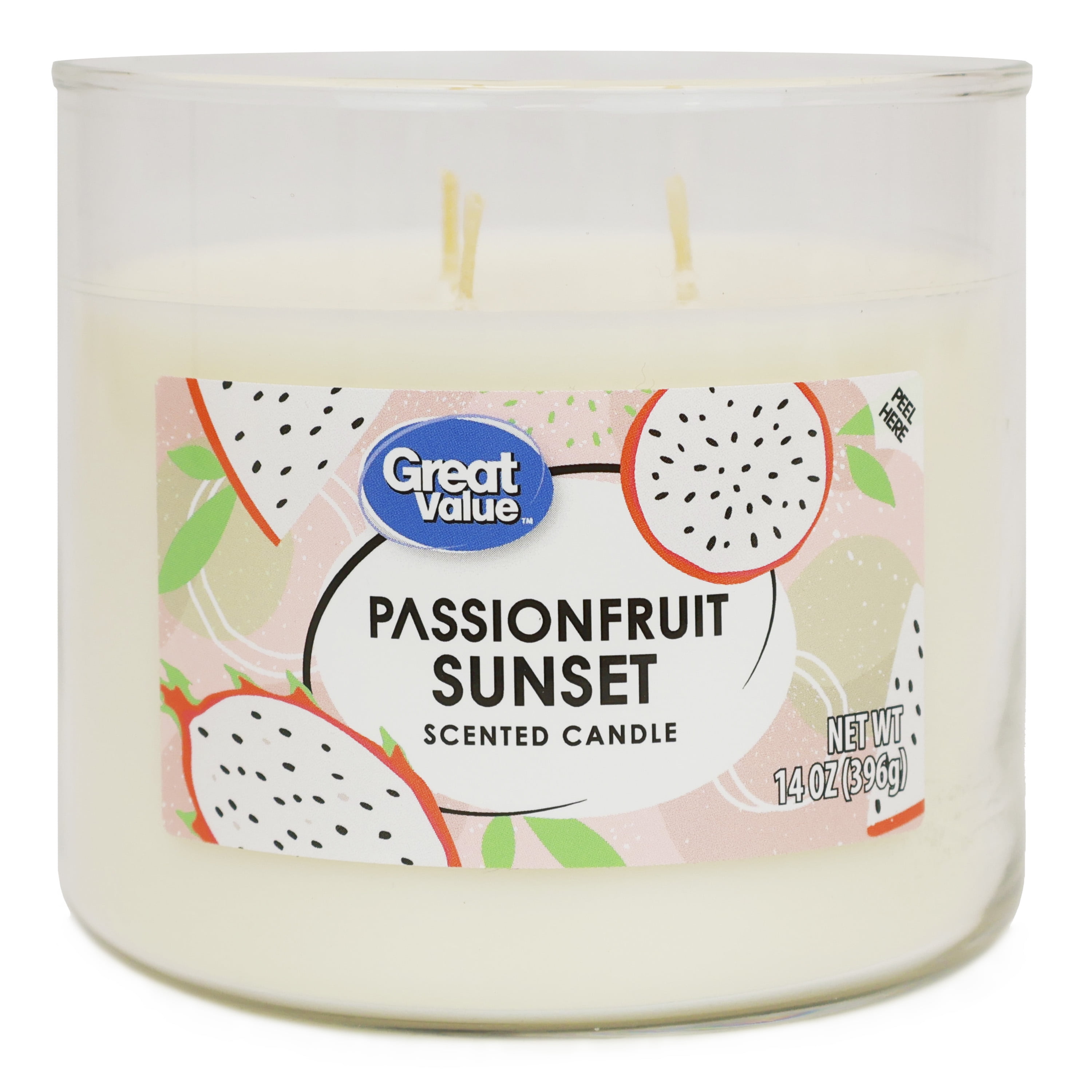 Great Value Passionfruit Sunset Scented Jar Candle, 14 oz