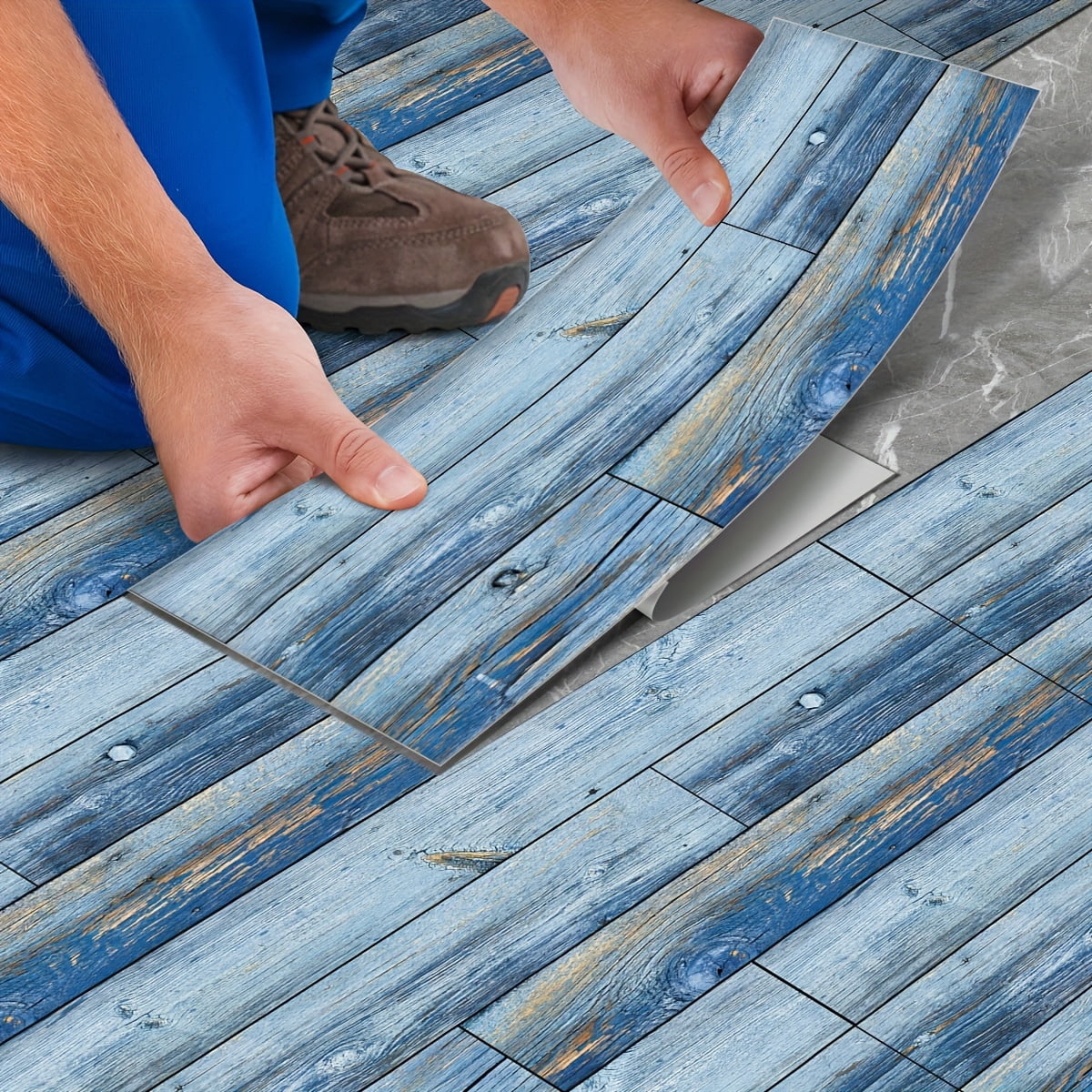 AsdQ Peel and Stick Vinyl Flooring Tiles, Thicken Self Adhesive Vinyl Floor Tiles Wood Plank Flooring (15.7-in x 5.9-in)