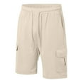 thumbnail image 4 of JTieacloth Mens Classic Chino Short Mens Soild Color Shorts Casual Cargo Shorts Elastic Waist Drawstring Summer Beach Shorts,Yellow, 4 of 4