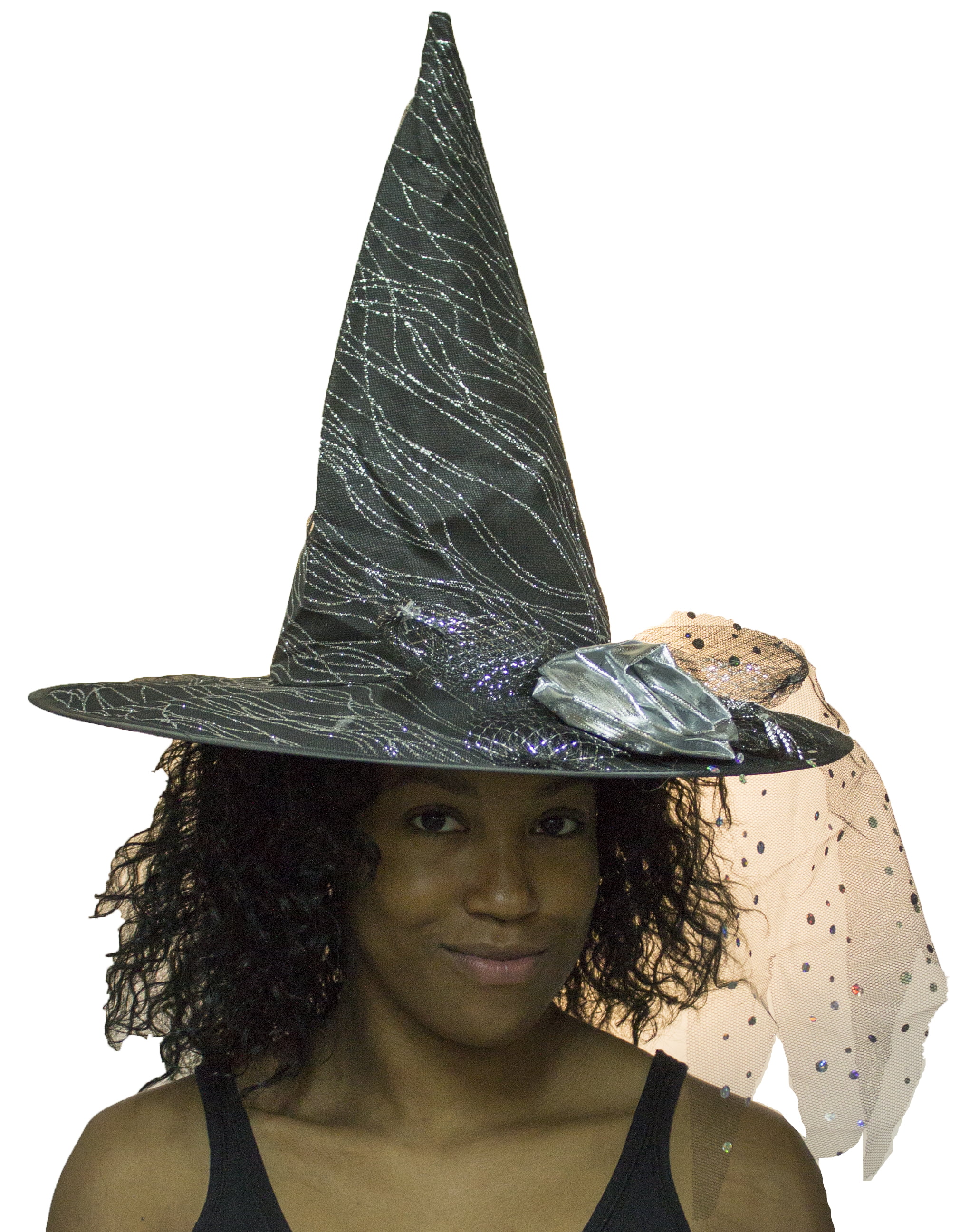 Jacobson Hat Company - Ladies 15 Inch Beautiful Black Sparkle Witch Hat ...