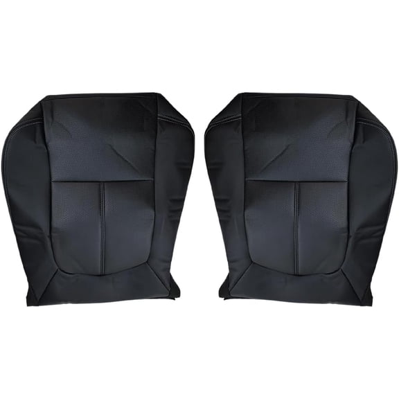 Black Driver & Passenger Bottom Leather Seat Cover Replacement for 2011-2016 Ford F250 F350 F450 F550 Lariat