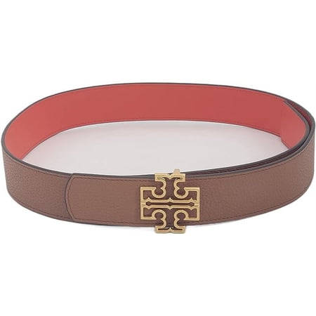 Tory Burch 141742 Britten Logo Classic Tan/Poppy Red With Gold Hardware Reversible 1.5 Inch Width Women's Belt Size Small