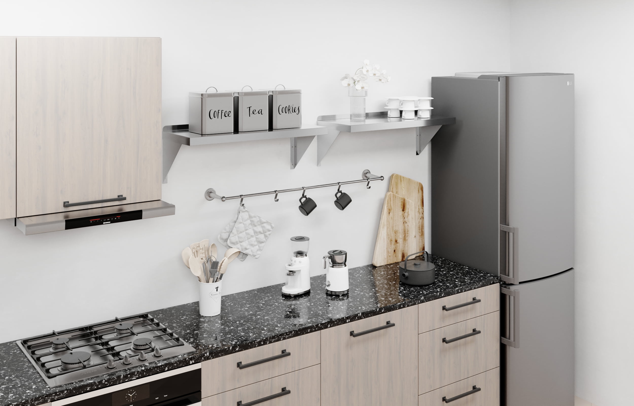 AmGood 12" Width x 30" Length | Stainless Steel Wall Shelf | Square Edge | Metal Shelving | Heavy Duty | Commercial Grade | Wall Mount | NSF Certified