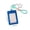 Blue, variant on COM1950s Card Holder Keychain, ID Badge Holder with Transparent Window for Photo, Bus Pass Holder for Students, Lightweight PU Leather Card Case with Star Woven Strap for Office and Daily Commute