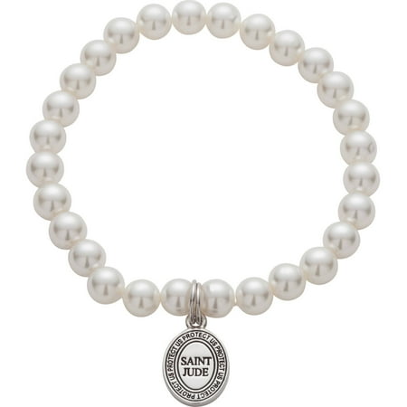 S Fresh Water Pearl Bracelet With St Jude Charm S Fresh Water Pearl Bracelet With St Jude Charm