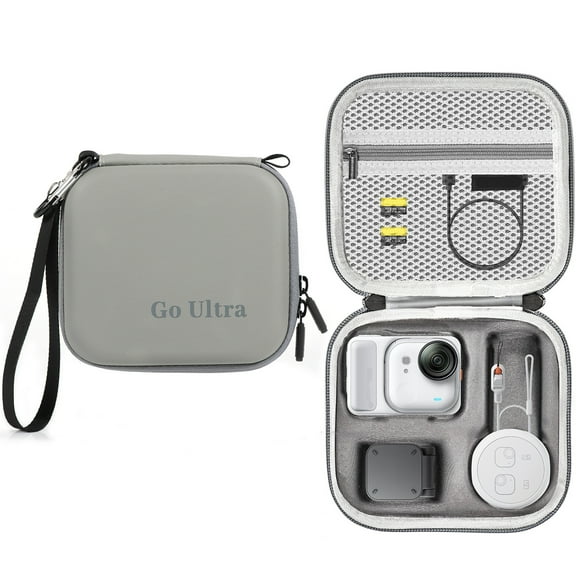 Travel Case for Insta360 Go Ultra Camera Standard Bundle, Waterproof PU Storage Carrying Bag Portable Organizer Protective Box with Carabiner and Wrist Strap