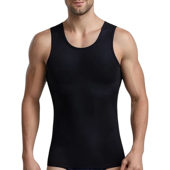 Camiseta Interior Hombre Control De Postura Soporte Lumbar Negro CH