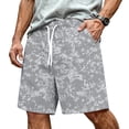 thumbnail image 2 of Satingcolo Mens Mesh Camo Graphic Shorts Vintage Designer Workout Shorts Casual Cool Streetwear Waist Pants Gray M, 2 of 6