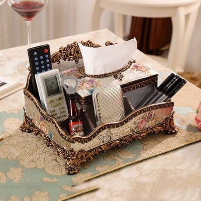 

UMMH Dried Fruit Tray with Lid Living Room Coffee Table Candy Tray Nut Tray Home Decoration Ornaments Tissue Box Set