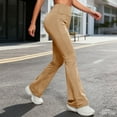 thumbnail image 2 of Bloomae Yoga Pants Women Wide Leg High Waist Bootcut Workout Flare Leggings Stretchy Tummy Control Work Dress Pants with Pockets Khaki M, 2 of 9