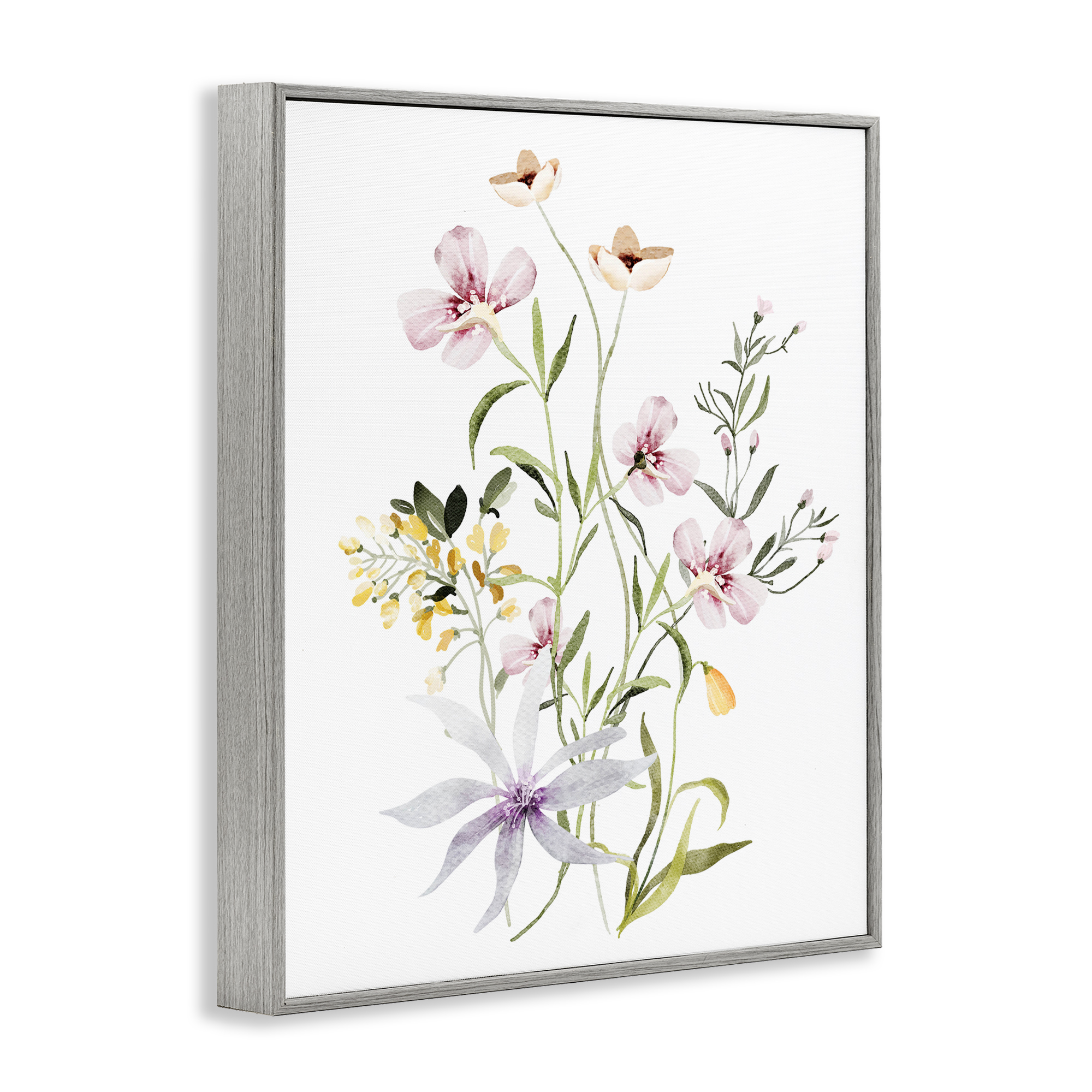 Floral Foliage Bundle Gray Framed Giclee Art, design by Lettered and Lined