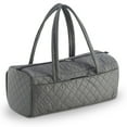 thumbnail image 2 of Quilted Tote Shoulder Beauty Bag With Brush Storage Pocket Ideal for Cosmetic Bottles Brushes Acessorries (Grey), 2 of 7