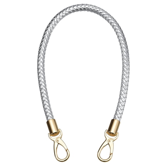 Uxcell 60cm/23.6" Braided Leather Purse Replacement Strap for Handbag, Silver