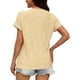 thumbnail image 3 of Xuyuer Womens T Shirts Short Sleeve V Neck Loose Casual Summer Tops Water Soluble Flower Solid Color Loose Comfortable Breathable T-shirt, 3 of 5