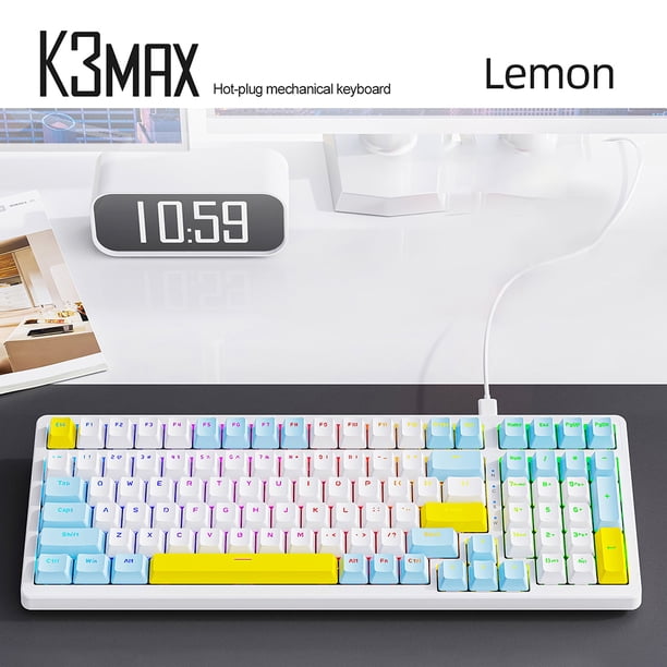 K3 MAX Gaming Keyboard 100 Keys Gamer Keypad para PC Gamer (eje verde limón)