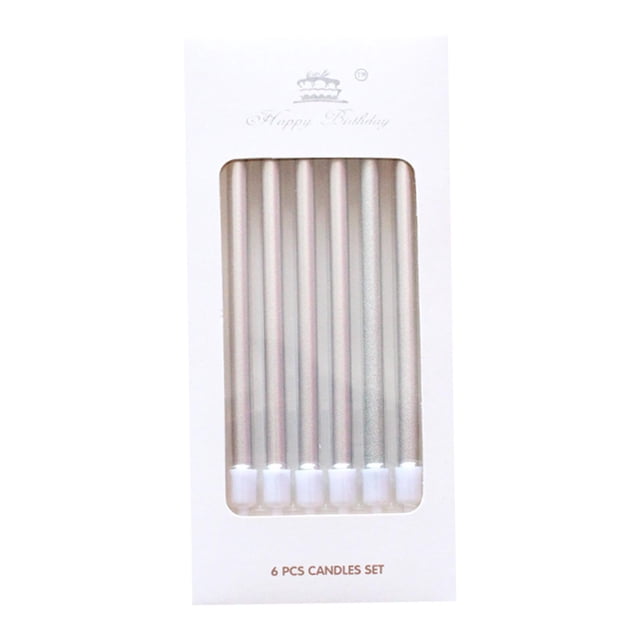 veasfak 6x Birthday Candle Tall Cake Toppers Thin Wedding Decoration Photo Prop