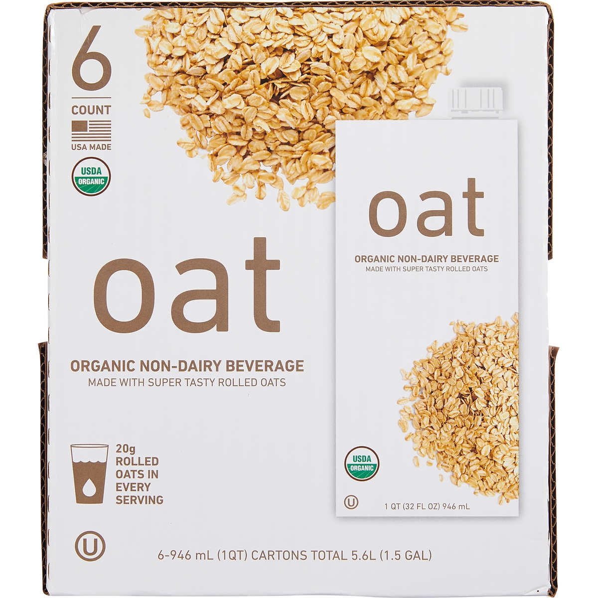 Organic Non-Dairy Oat Beverage, 32 fl oz, 6 ct