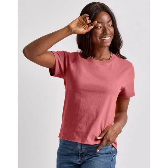 Hanes Essentials Women’s Cotton T-Shirt, Classic Fit Sandalwood Red XS