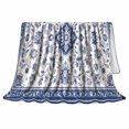thumbnail image 2 of Intricate Blue Mandala Medallion, Mystical Botanical Garden Scene, Warm Flannel Blanket for Cabin and Lodge, Garden Lovers Thanksgiving Gift, Artistic Home Decor, 2 of 9