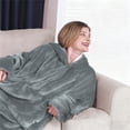 thumbnail image 4 of Sudadera con Capucha Tipo Manta para Mujer, de Forro , Cálida y Acogedora, con Bolsillo. Gris Normal Talla Única, 4 of 7