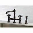 thumbnail image 4 of Kingston Brass KS7275AXBS English Country 8" Bridge Kitchen Faucet with Sprayer, Oil Rubbed Bronze, 4 of 5