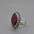 thumbnail image 2 of Marquise Red Ruby Flower Ring, 925 Sterling Silver Ring, Handmade Minimalist Statement Jewelry for Women, 2 of 2