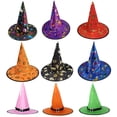 thumbnail image 2 of Sombreros de bruja de Halloween para adultos y niños, 1 piezas, sombrero de bruja, cinta de Mascarada, gorra puntiaguda superior, decoración de fiesta de Halloween, accesorios de Cosplay, 2 of 4
