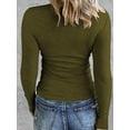 thumbnail image 3 of Rdhnmea Women Solid Color Ribbed T-Shirts Long Sleeves Slim Fit Casual Tops, 3 of 4