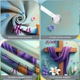 thumbnail image 4 of Purple Drape Easter Banner White Lily Cross Backdrop Brown Wooden Cross Cute Bunny Religious Backdrop for Easter Celebration Church Event Resurrection Sunday, 4 of 4