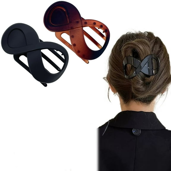 2 Pcs French Concord Flat Hair Clips,3.35 Inch Curved Hair Claw Alligator Hair Clips Volume Strong Hold Banana Barrettes Hair Clamps Jaw Clips for Women